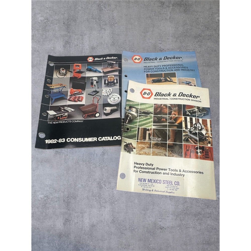 Black & Decker Tool Catalog Lot 1981 1982 Consumer Industrial Vintage 3pc